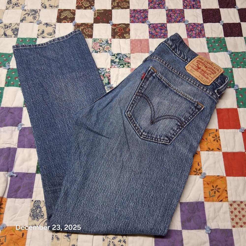 Levi's 511 Blue Jeans Men 36x30 Slim Fit Skinny Leg Denim‎ Pants Stone Wash